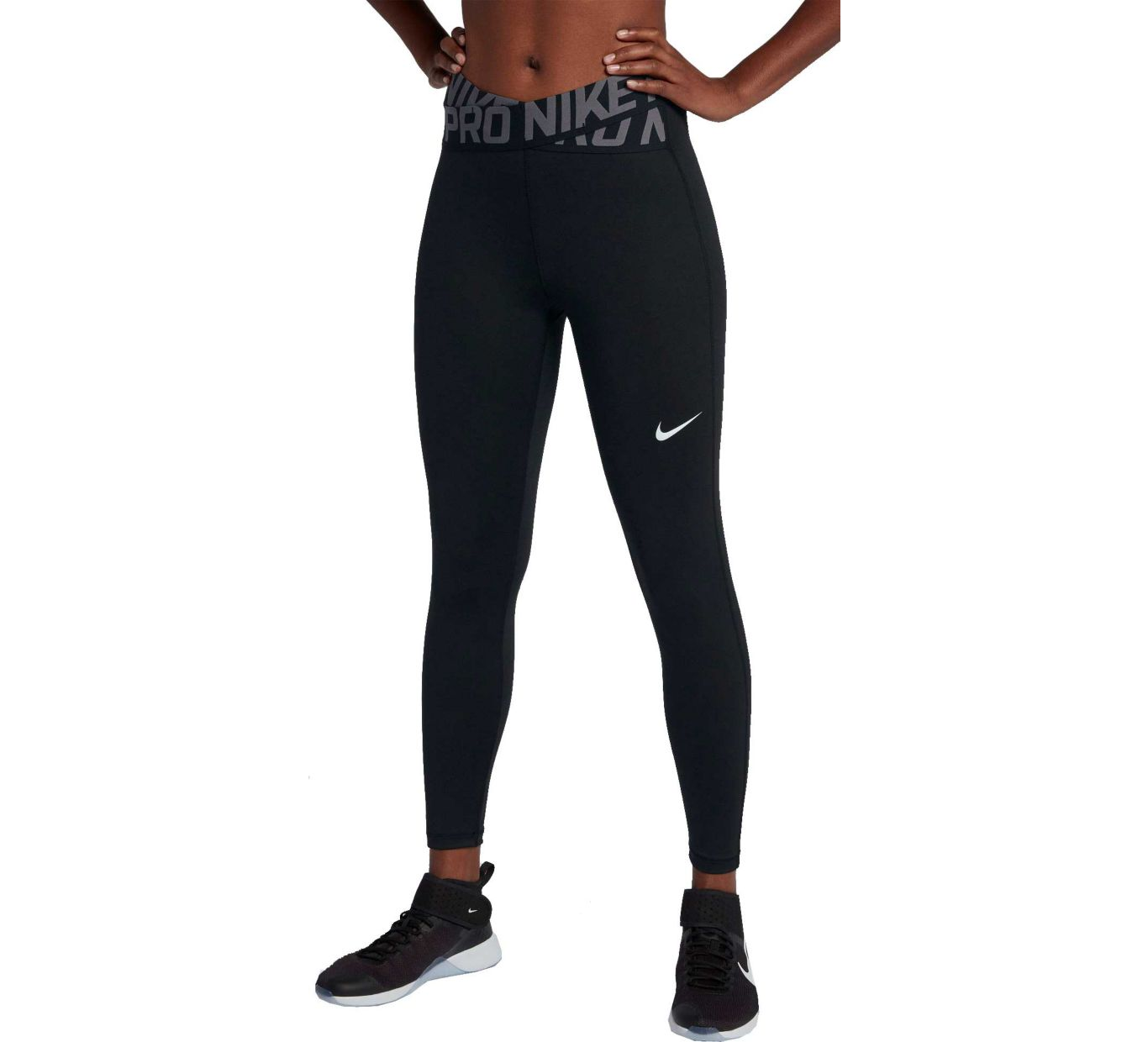 Nike Pro Intertwist High Waisted Leggings Shiny Black Red Women's Size  Small S
